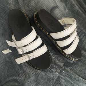 Dr. Martens White Platform Blaire Slide Sandals W8 US